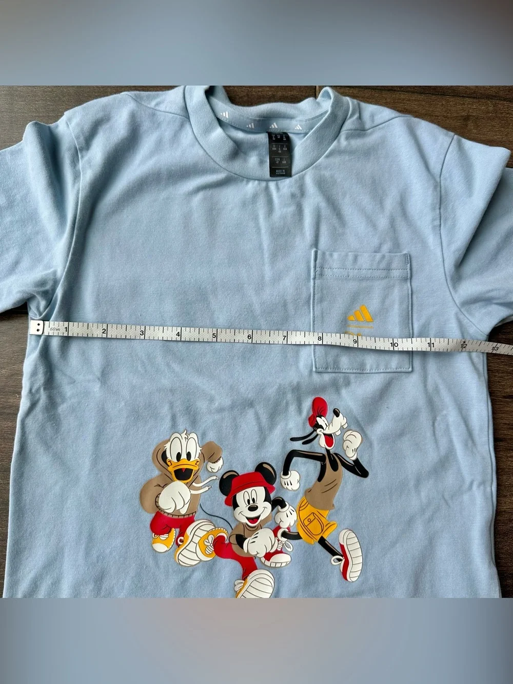 Adidas x Disney Mickey Mouse Kids Pocket T-Shirt Blue Size 4T Goofy Donald Duck